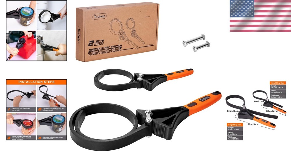2-Piece Rubber Strap Wrench Set: Adjustable 6" & 4" for Effortless Gripping