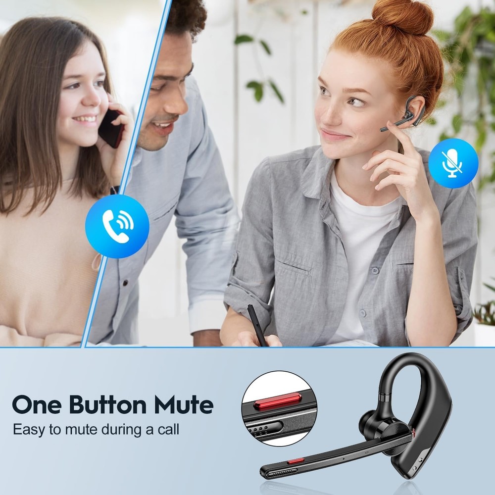 New bee Bluetooth Headset, Wireless Earpiece for 1 PACK, Black