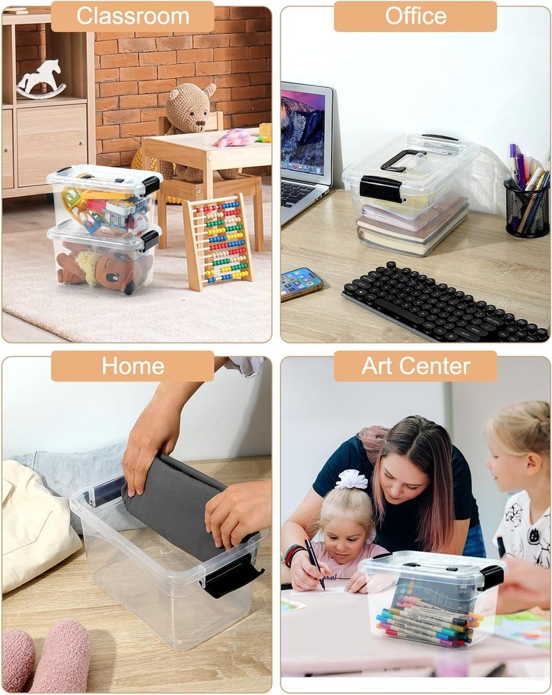 Plastic Storage Bins with Lids 6 Packs, 7 Quart Storage Organizer Bins