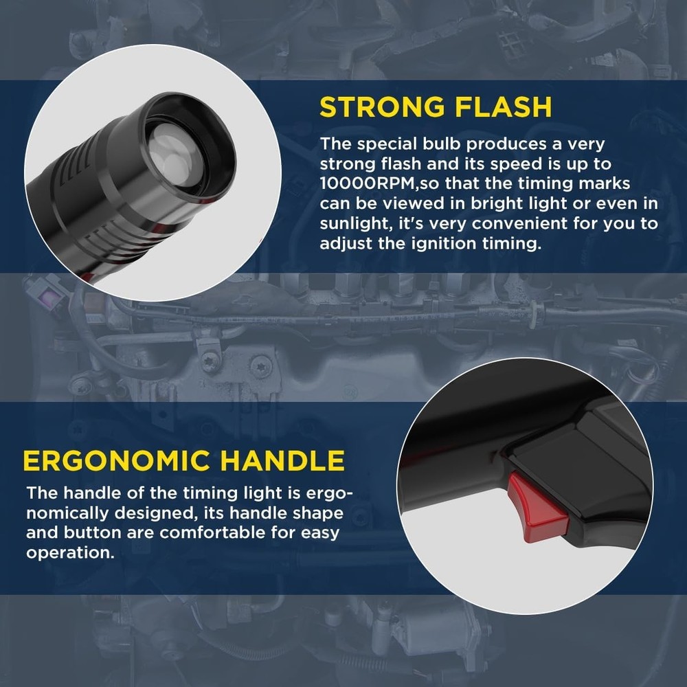 Timing Light 12V Ignition Automotive Strong Flash Black