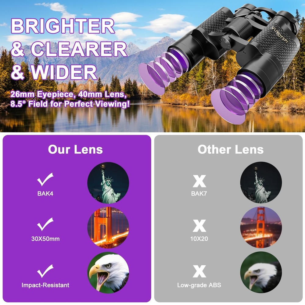 25x40 Binoculars for Adults High Powered with Compass, Compact HD Waterproof ...