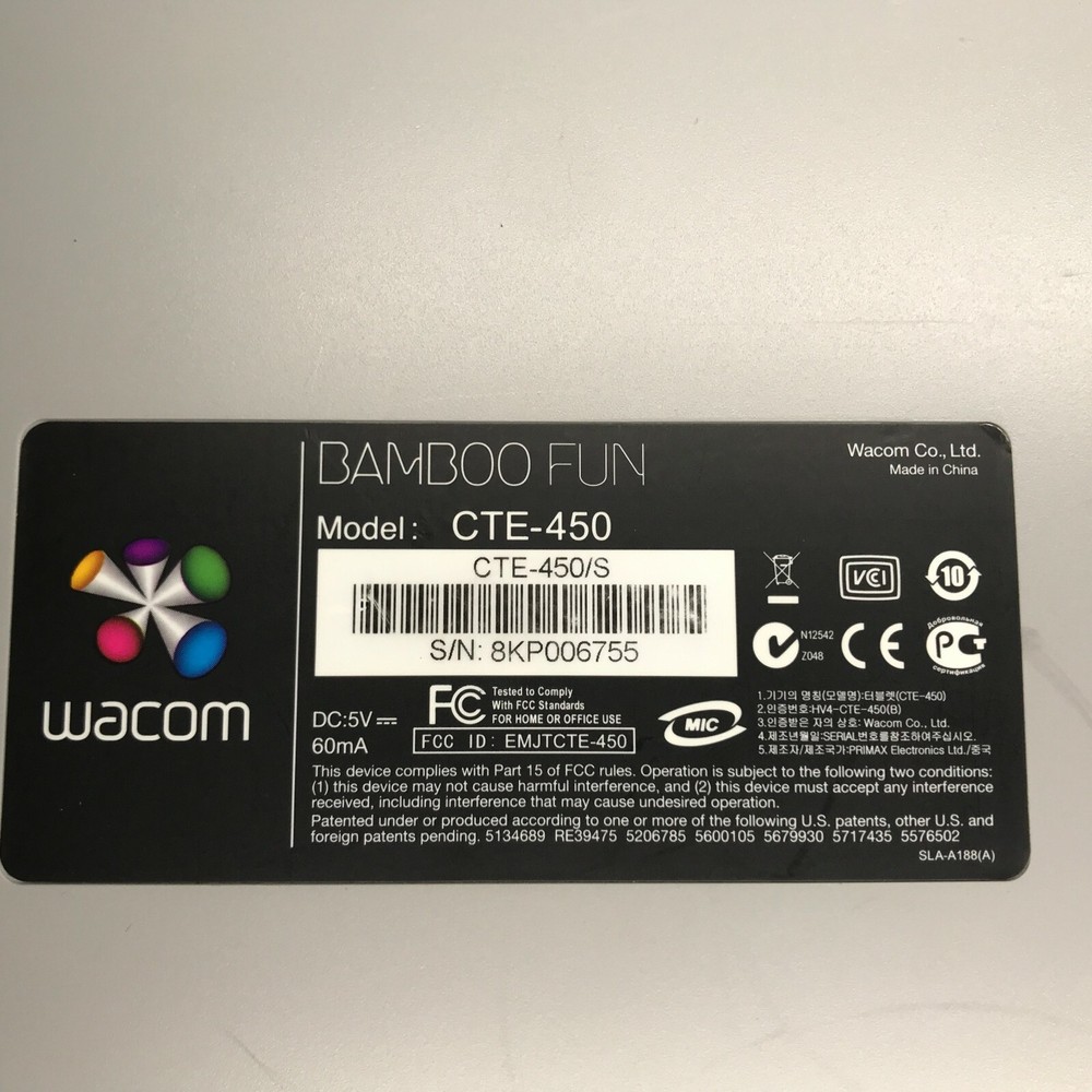 Wacom Bamboo Fun Tablet CTE-450 / Silver / PAD ONLY, no pen, no usb, untested