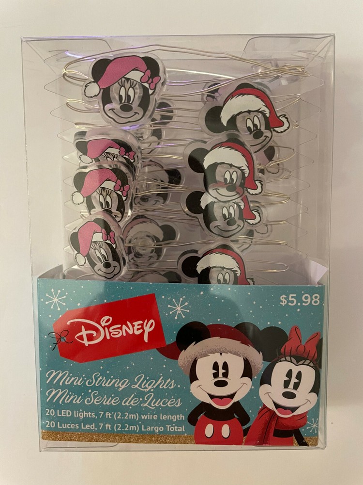 Disney MICKEY MOUSE & MINNIE MOUSE STRING 20 LED LIGHT SET - NIB