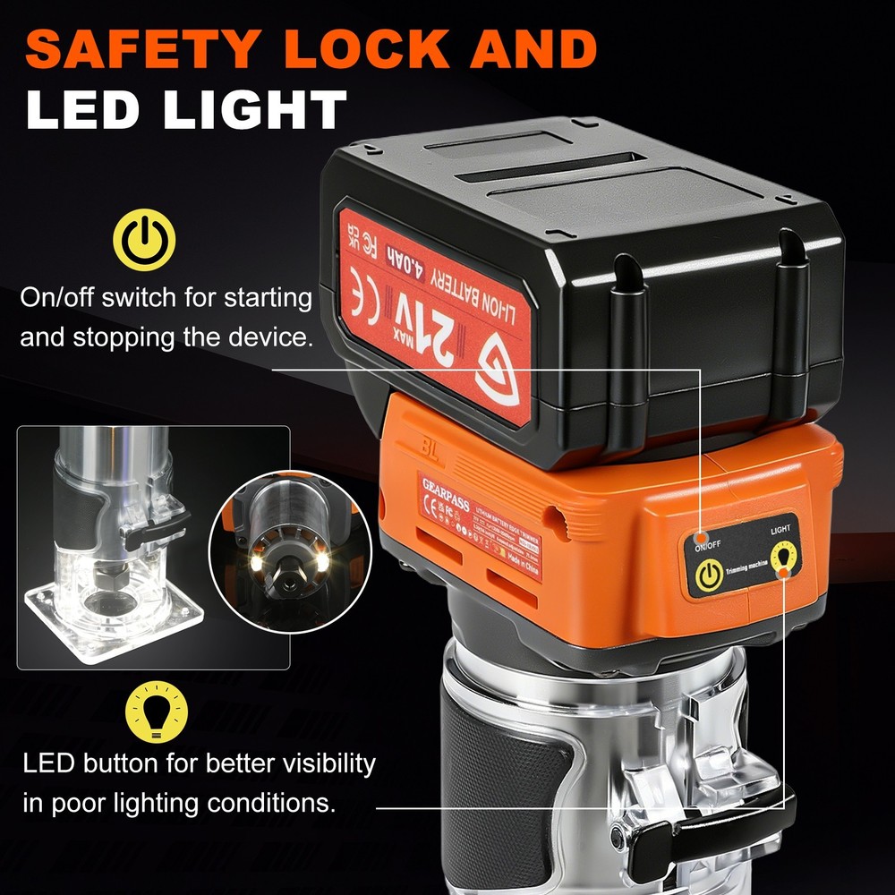 Cordless Multi-function Router NEW 30000 Rpm with 20 Bits Upgraded 21V