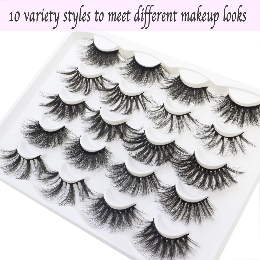 DAODER False Eyelashes 25MM Mink Lashes Dramatic Look Fluffy Long Fake Black