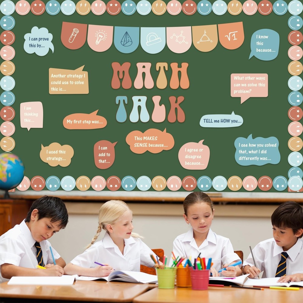 43 PCS Groovy Math Talk Bulletin Board Set for Math Classroom Decorations Edu...