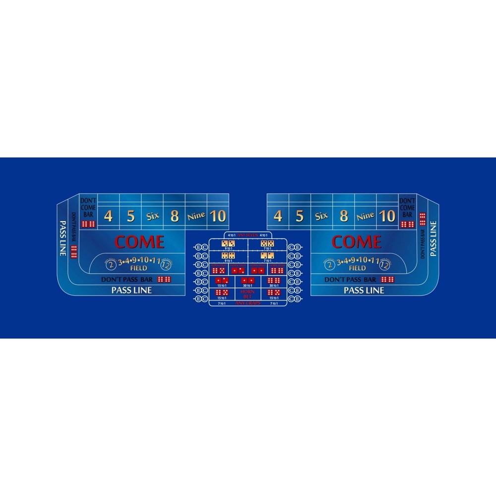 Craps Table Layout Felt - 12 Foot - Blue