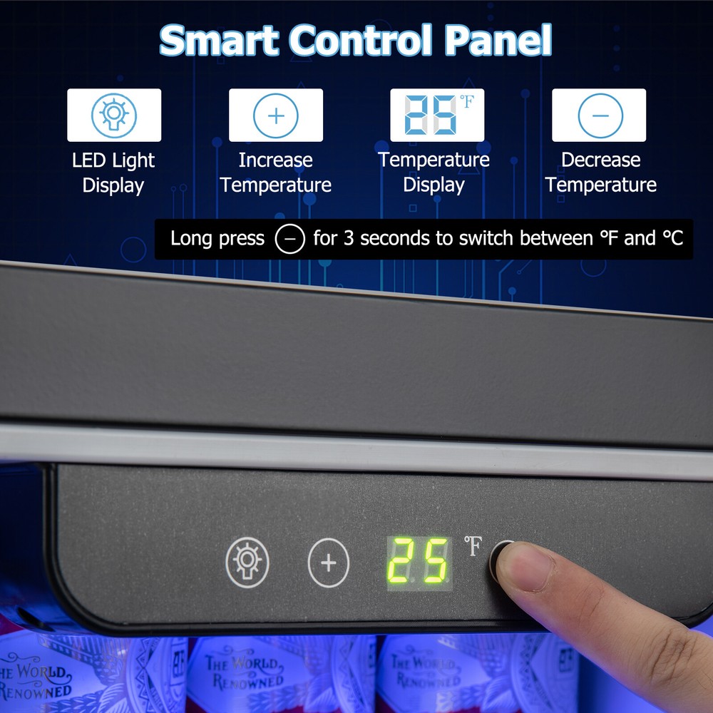 Compact Refrigerator Under-counter/Freestanding Fridge w/ Adjustable Temperature