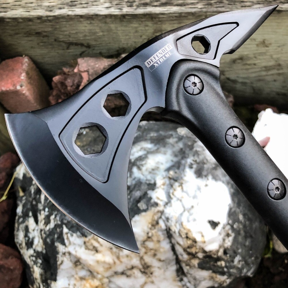 Tactical Tomahawk Stainless Fixed Ax Head Blade Hatchet Camping Black Handle Axe