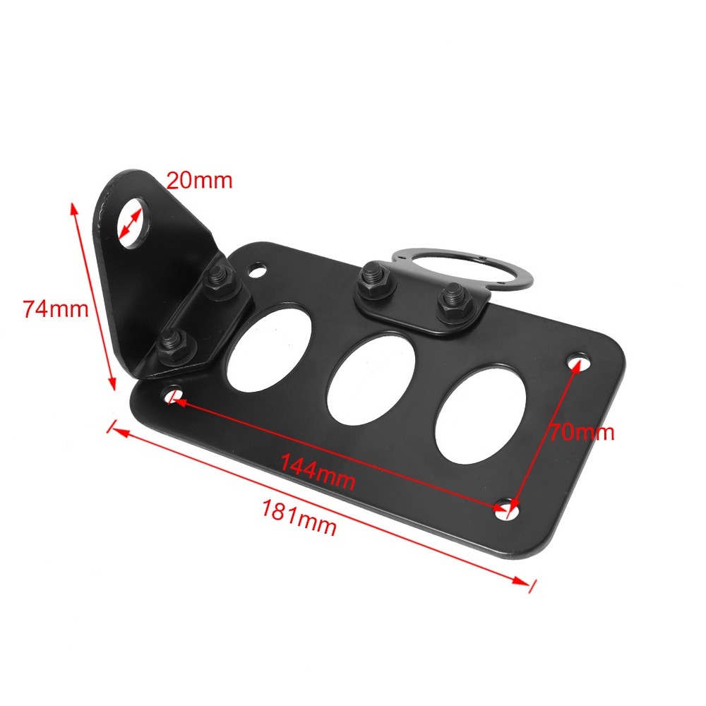 Motorcycle Side Mount Tail Light License Plate Bracket For Chopper Bobber Black