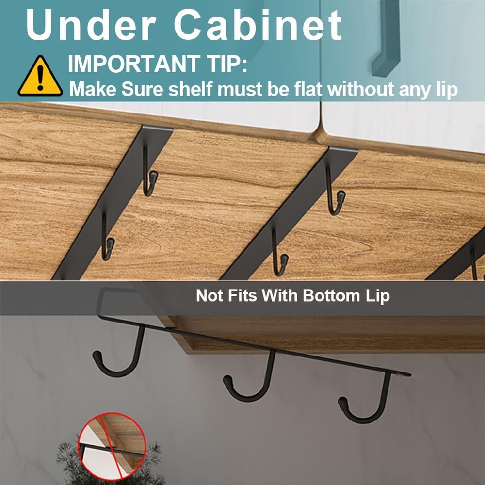 Coffee Mug Holder Under Cabinet, 3pcs Coffee Cup Holder Only Fits Flat Shelf ...