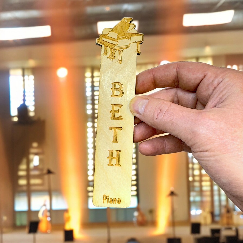 Bookmark - PERSONALIZED Piano - birch wood