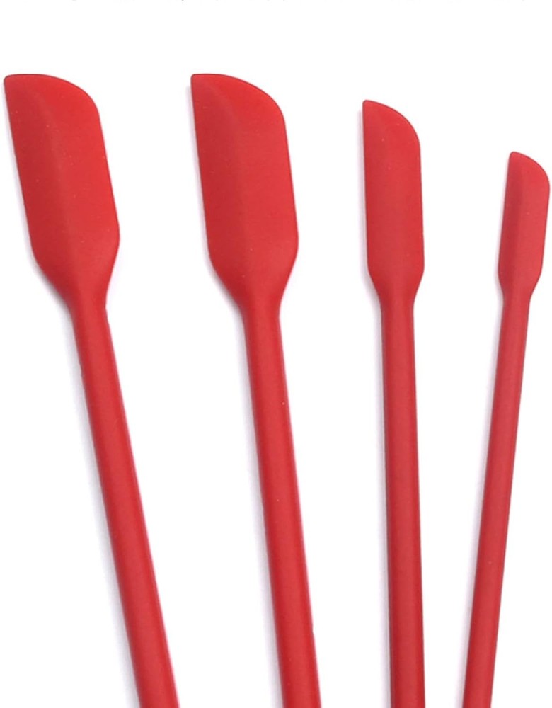 4 Pack Mini Silicone Spatula Set Small Rubber Spatula Makeup Thin Jar Scraper
