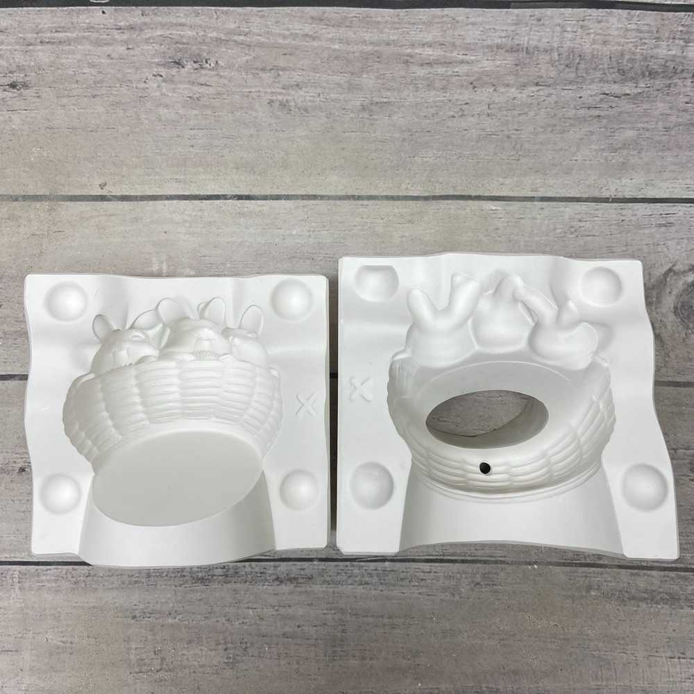 Atlantic Mold Ceramic Casting Mold Easter Bunnies in Basket Nest #A379