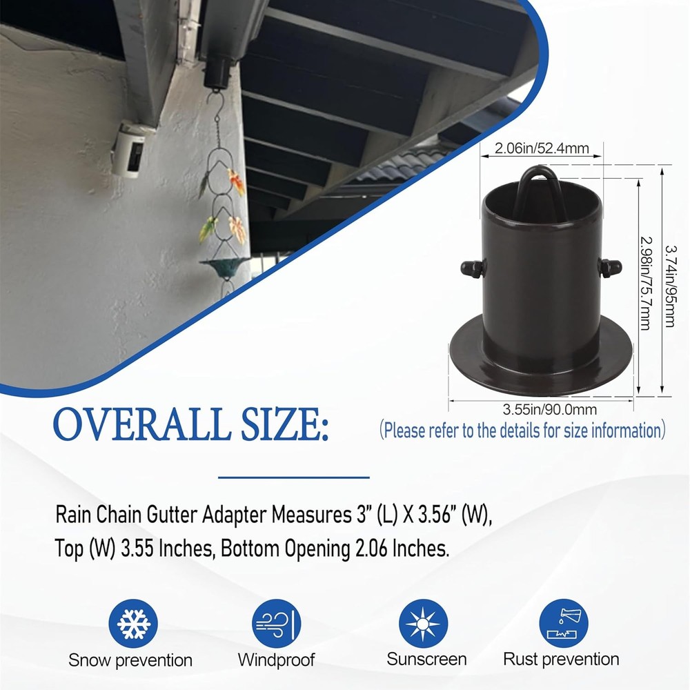 Rain Chain Gutter Adapter Replacement Downspout Gutters Black Aluminum