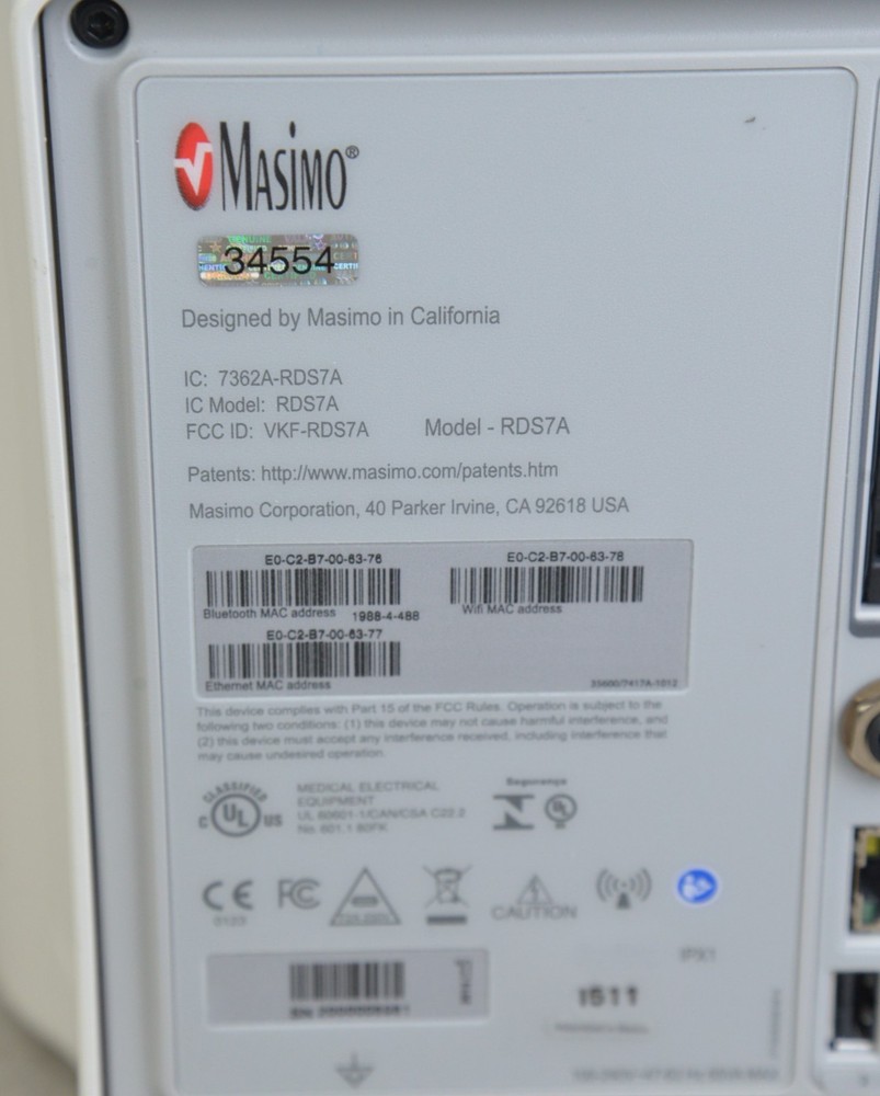 Masimo RDS7A Root Platform W/ Masimo Radical-7 Touch Screen Pulse Oximeter
