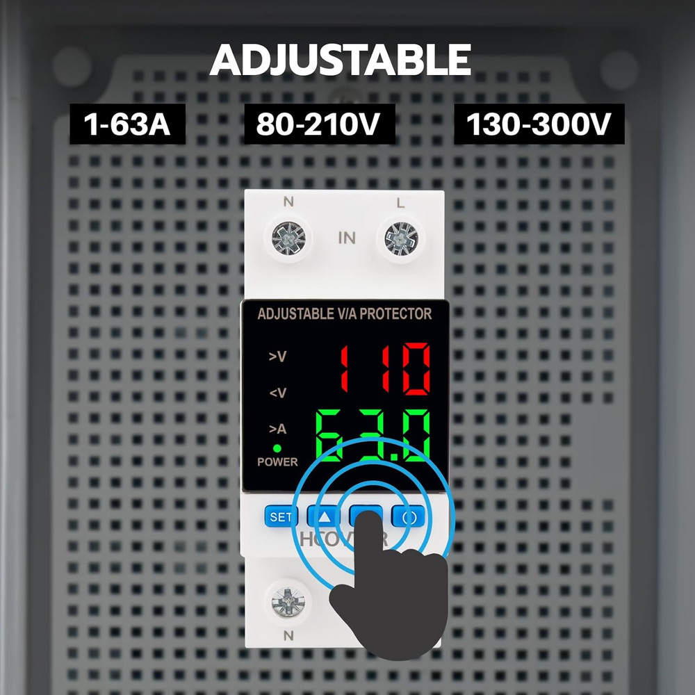 Over and under Voltage Protector Adjustable 110V 63A Voltage Regulator with LED