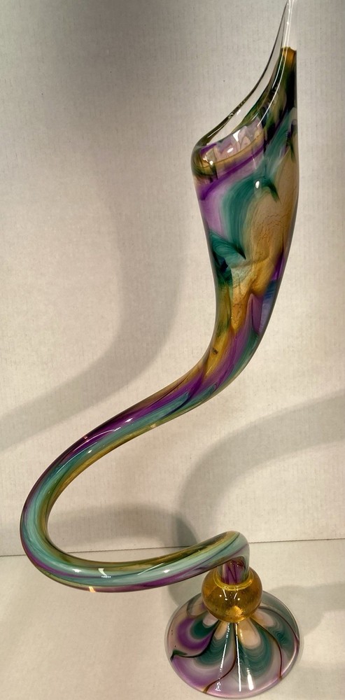 Embracing Handblown Glass Candle Holder. 14”