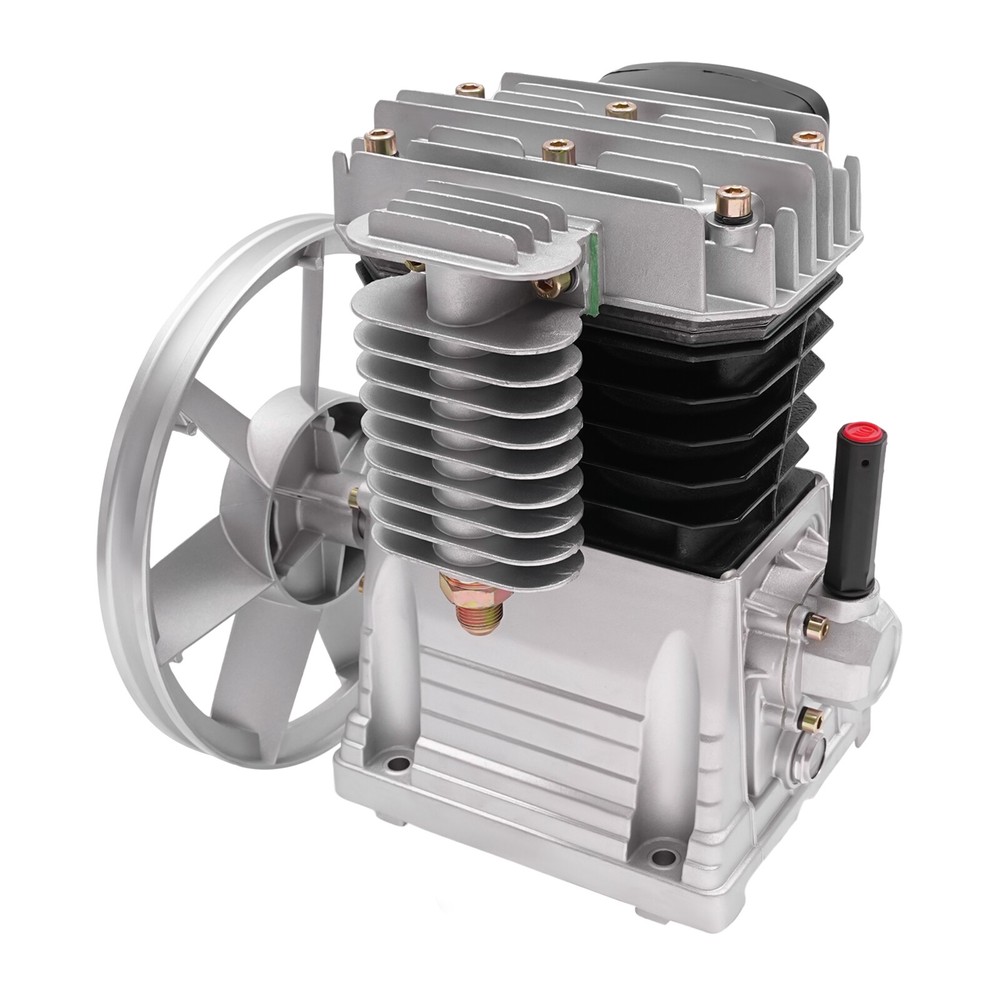 Air Compressor Pump Head 3HP Air Compressor Pump Head Silver 2 Cylinders Piston