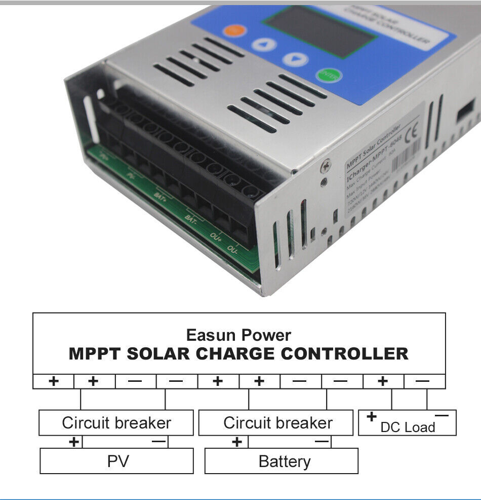MPPT 60AMP Solar Charge Controller For 12V/24V /36V/48V DC Battery Regulator