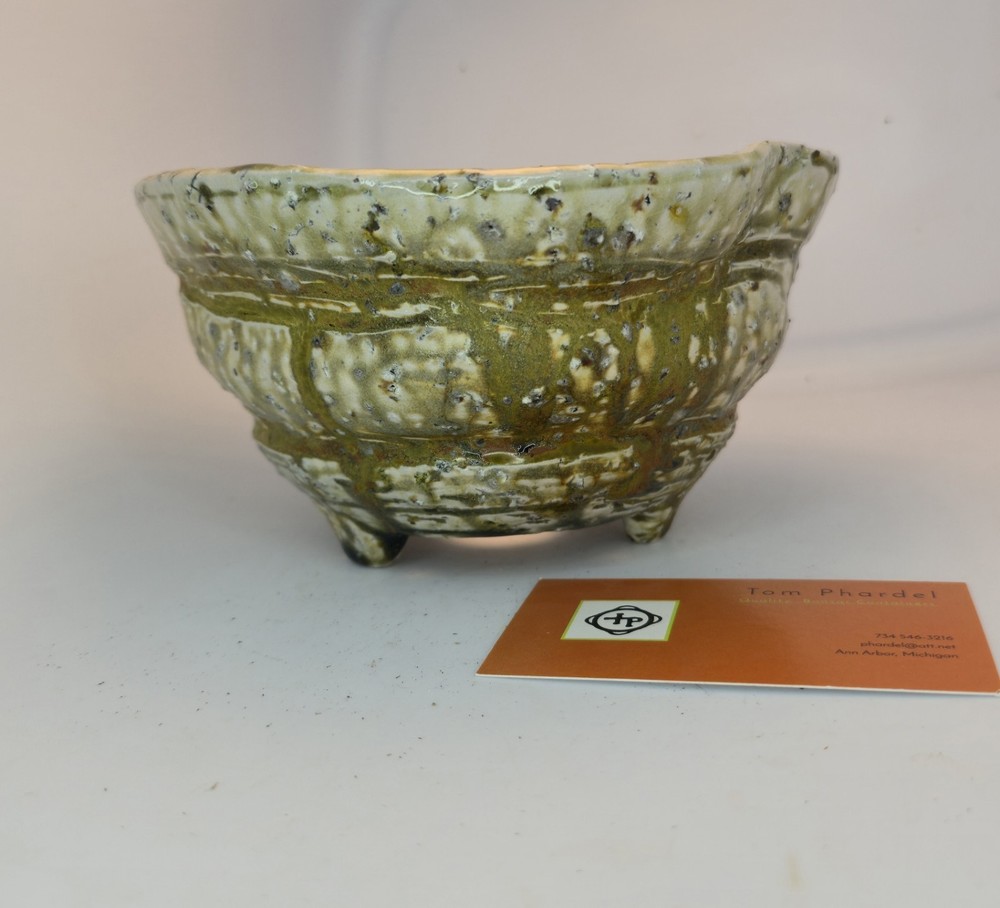 Handmade Bonsai Pot Glazed Tom Phardel Heavy Textured Porcelain Salt Fired