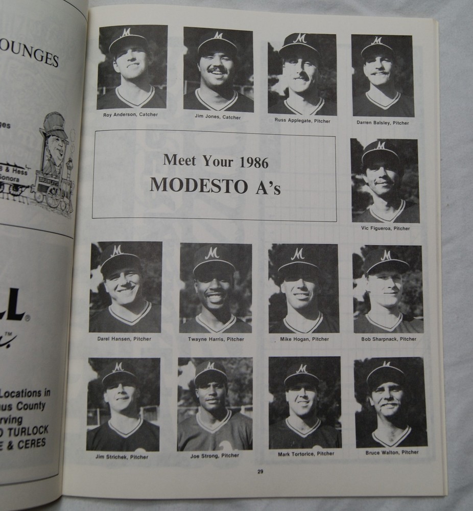 1986 modesto a's official souvenir program name error corrected unscored