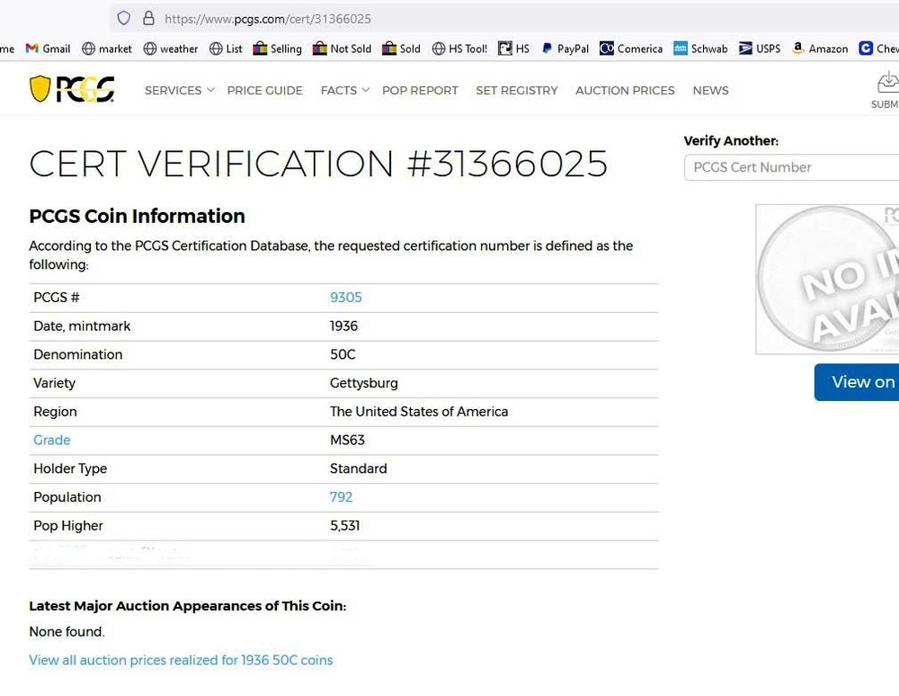 1936 Gettysburg Commemorative Half Dollar- PCGS MS 63