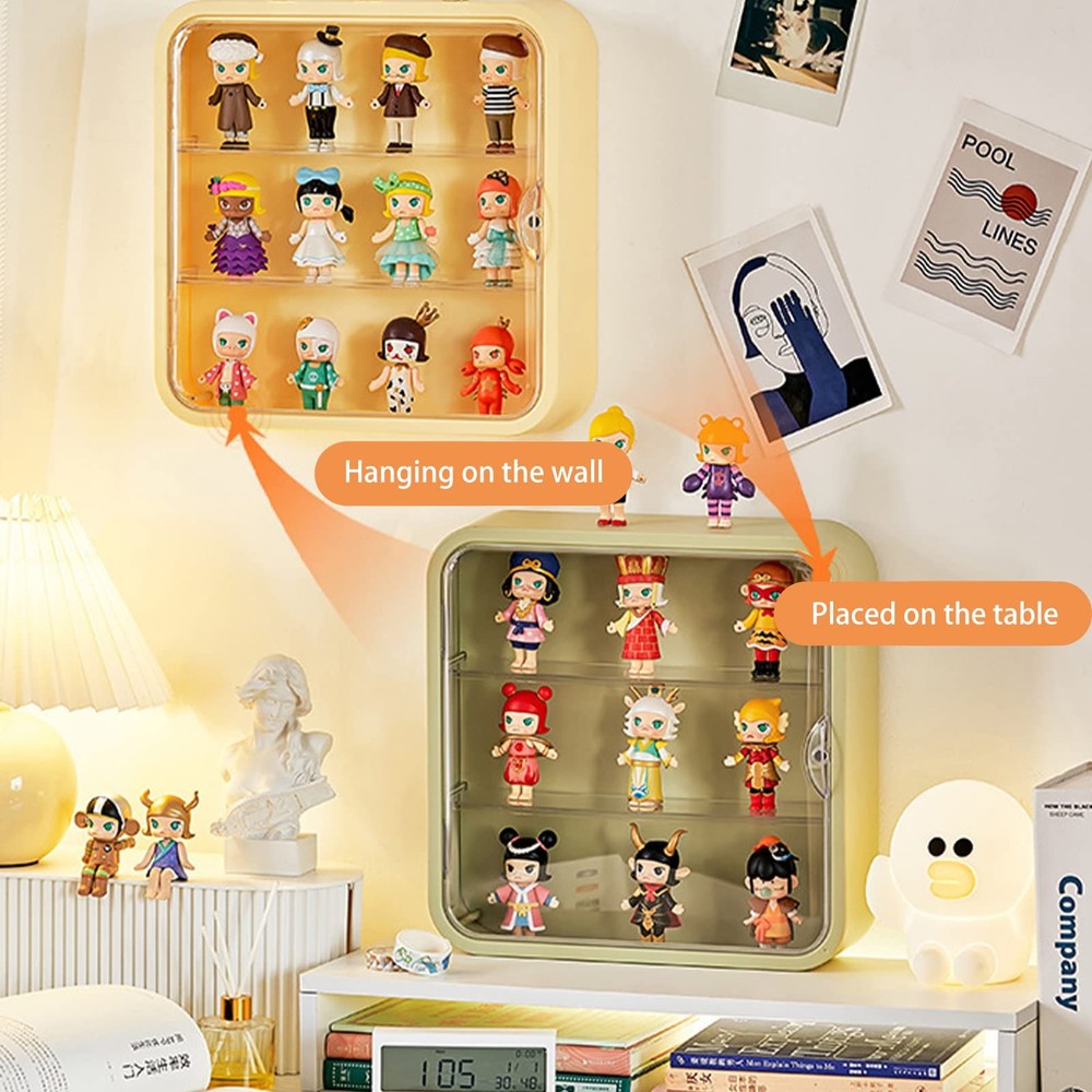 Wall Mount Display Case for Figures - Space Saving & 11x11x3in, Clear