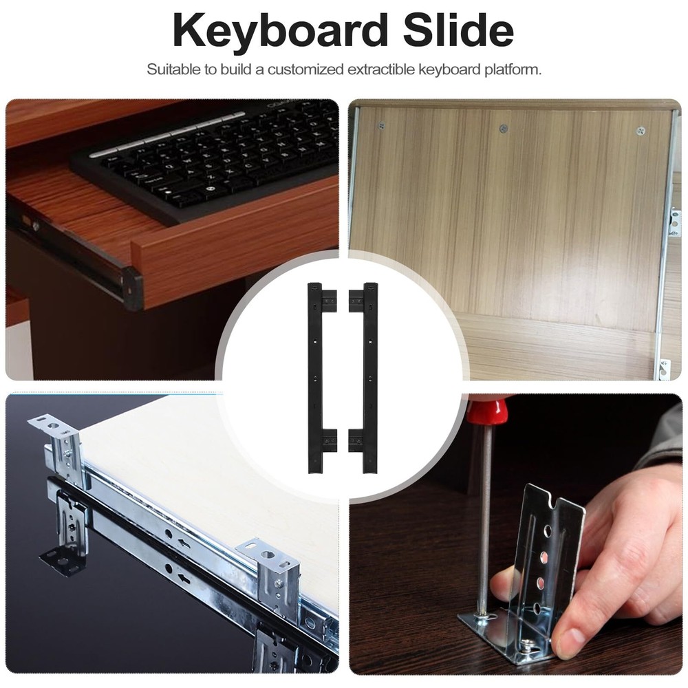 Veemoon 1 Under Desk Keyboard Rails Computer Accessories Adjustable Keyboard ...