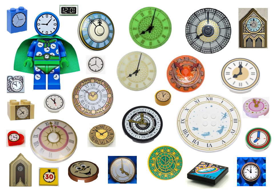 LEGO CLOCK SHOP ~ Tiles Bricks Radar Dish Printed Pattern Clocks NEW