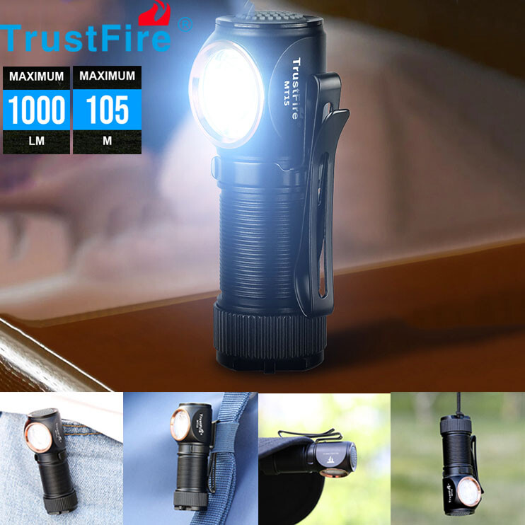 Trustfire 1000 LM Bright LED Flashlight EDC Rechargeable Work Light Waterproof