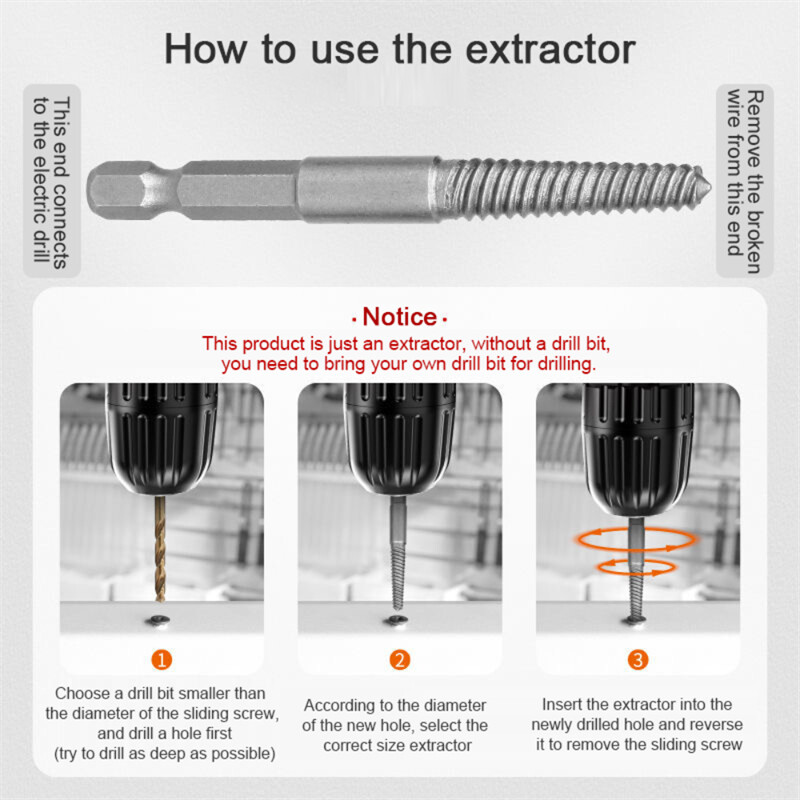 6pcs Fast Damaged Broken Bolt Remover Screw Extractor Speed Out Drill Bits Tool