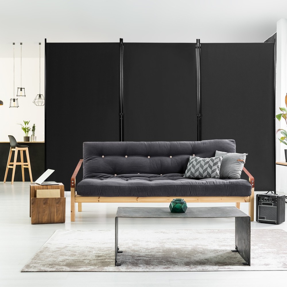 Folding Privacy Partition Screen 3-Panel Room Divider for Office Room Black