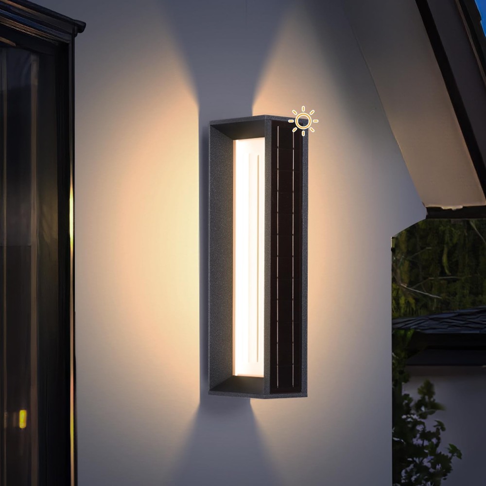 20.5" Solar Wall Lights Outdoor Waterproof, 1 Pack Solar Wall Sconces Lights ...