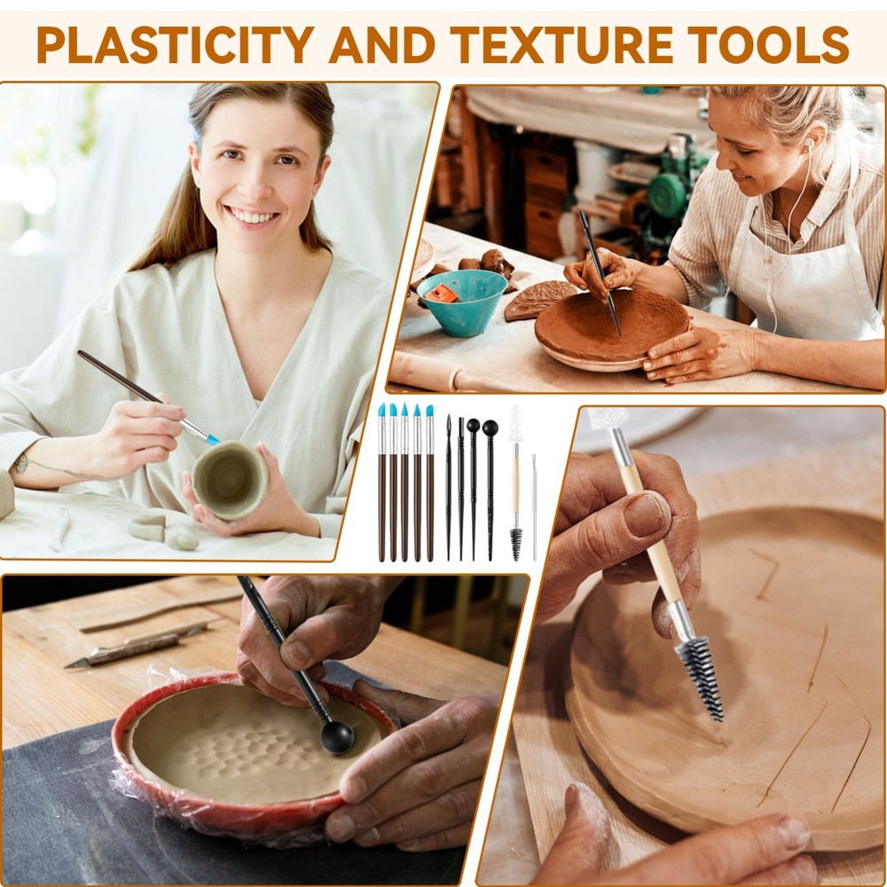 40pcs Pottery Clay Sculpting Tools Set Polymer Carving Modeling Kit with Case