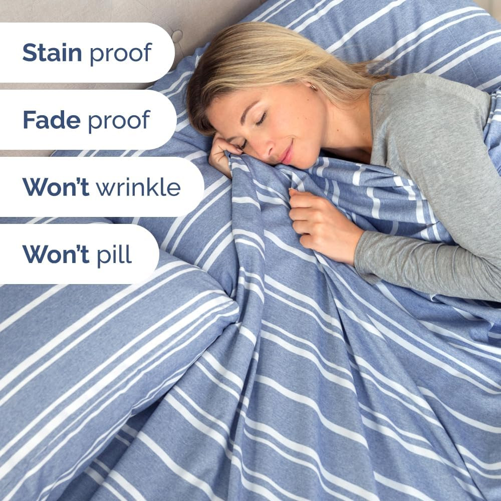 Twin Sheet Set & Queen Cotton Pillow 2-Pack - Soft & Comfy