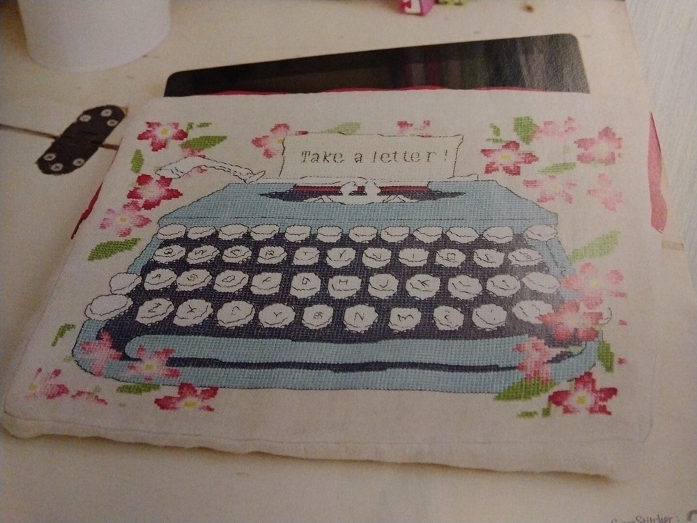 Retro Typewriter In Stitch Pillow OOP Cross Stitch PATTERN