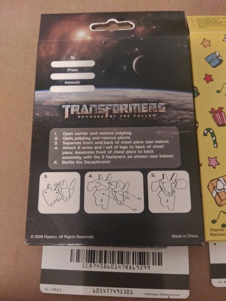 Transformers, Snoopy & Personal Message Walmart Unused Gift Cards - No Value