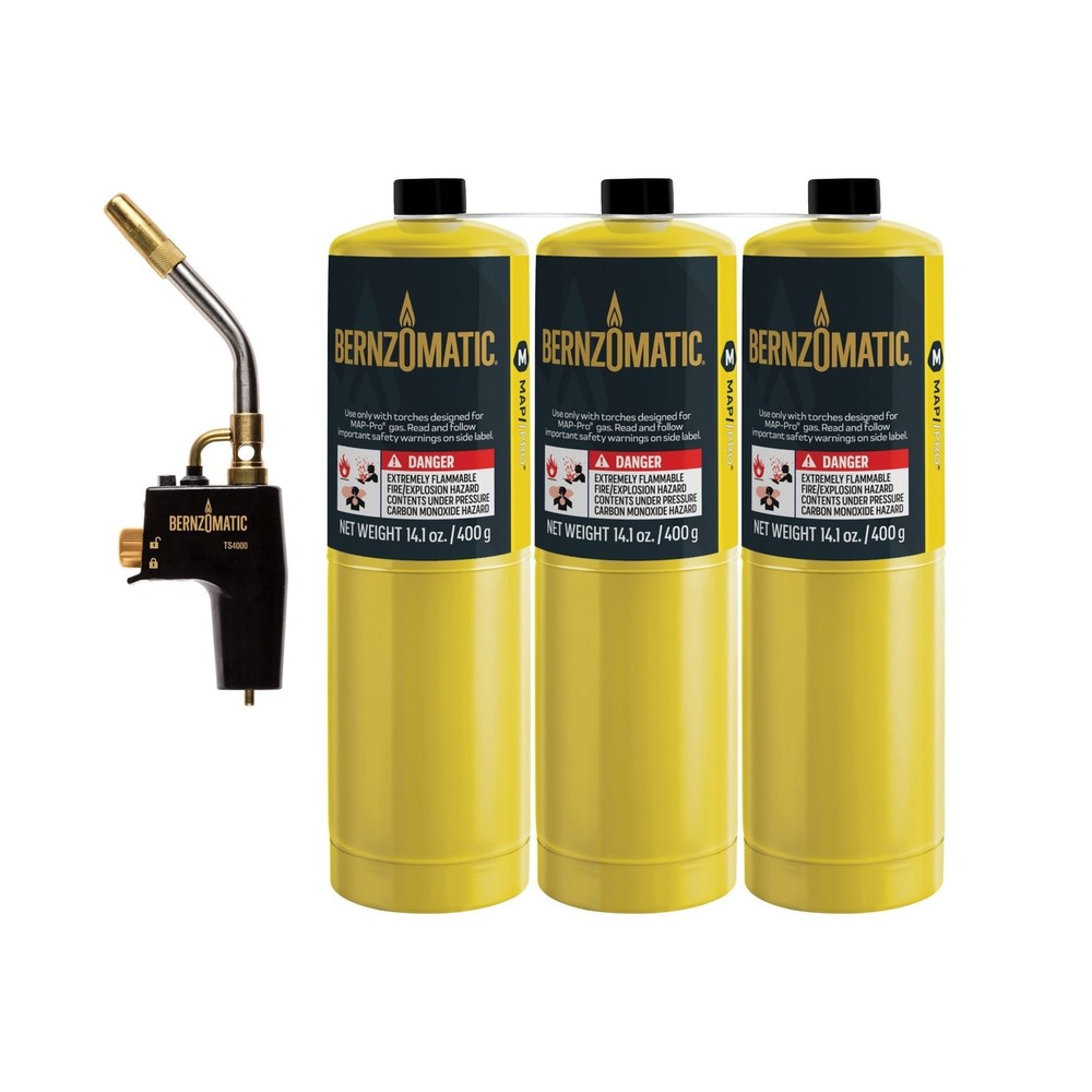 Bernzomatic TS4000 Trigger Start Torch 361524 (TS4000 Torch + 3 Pack Map Pro ...