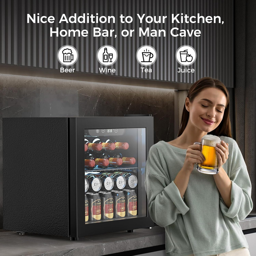 12-Bottle Wine Fridge & 50-Can Cooler with Adjustable Temperature Control