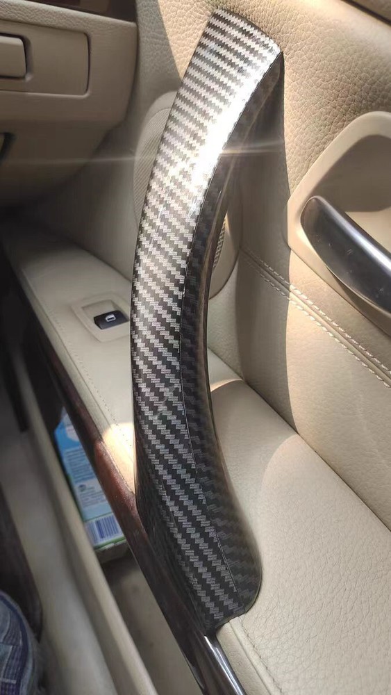 For BMW E90 328i Car Right Side Inner Door Panel Handle Pull Trim Cover Carbon