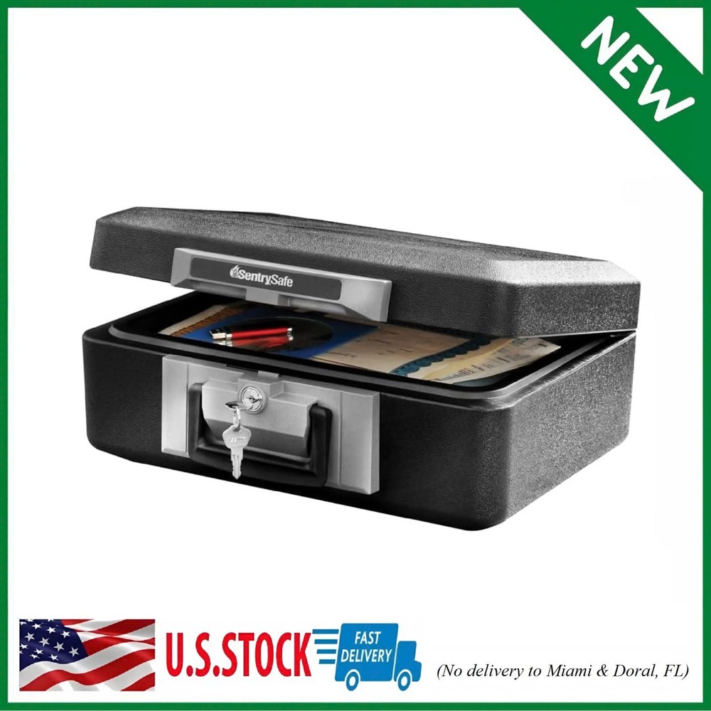 Fireproof Safe Box with Key Lock Chest Safe with Carrying Handle to Secure