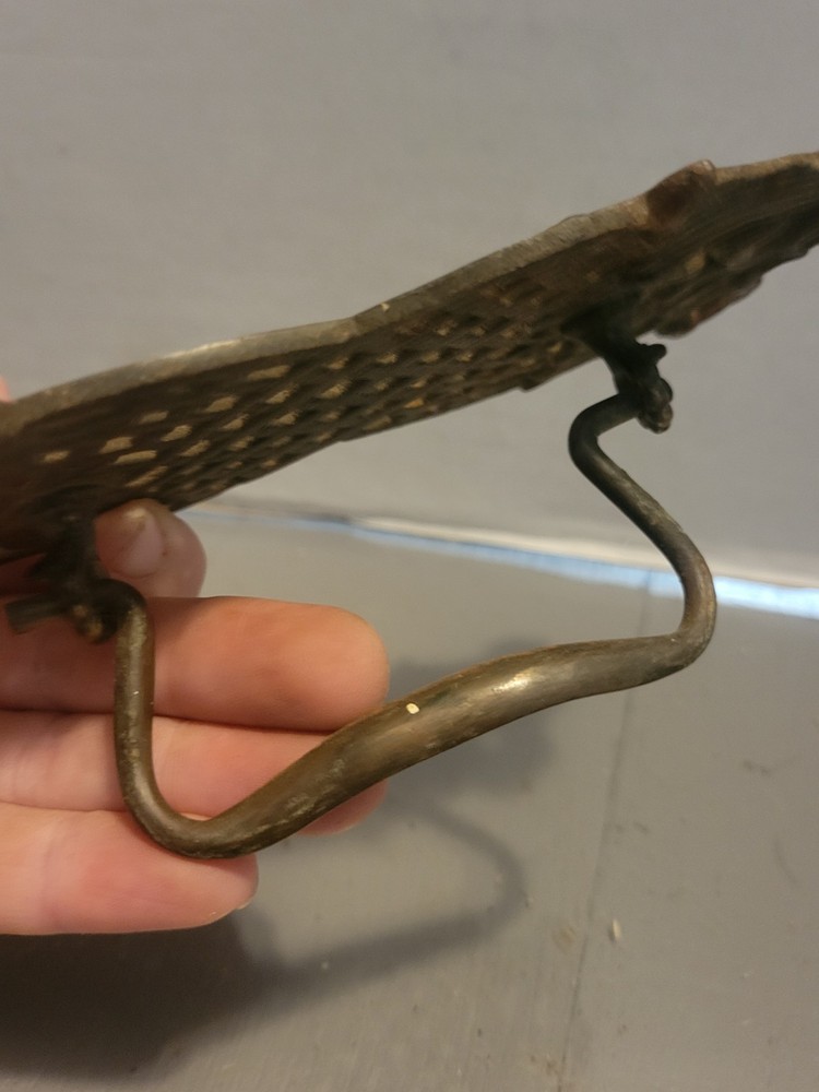 Antique Large Cast Brass Drawer Pull Scroll Victorian Patina Greco