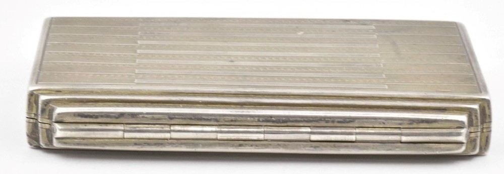 Antique 900 Solid Silver Architectural Design Cigarette Case Vesta Card Engraved