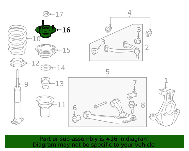 Genuine GM Front Suspension Strut Mount 23312166