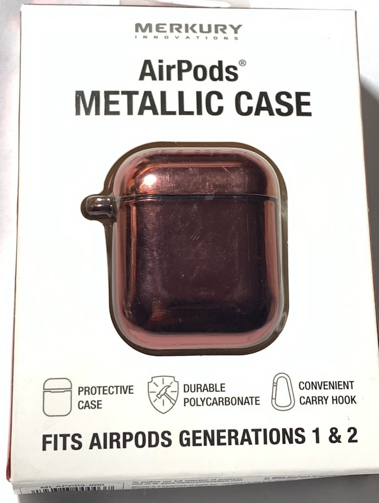 AirPod Gen 1 & 2 Polycarbonate Metallic Carry Case Red Open Box W/Hook
