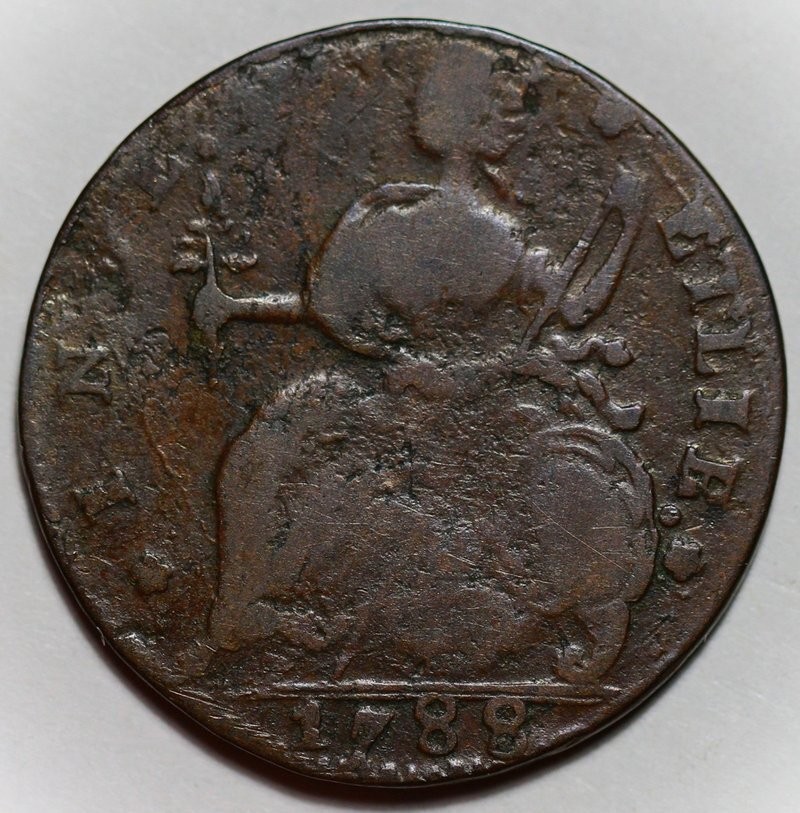 1788 Connecticut Colonial Copper, Draped Bust Left, Miller 16.5-H