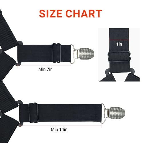 Bed Sheet Holder Straps, Adjustable Bed Sheet Clips for Corner, Upgrade Black