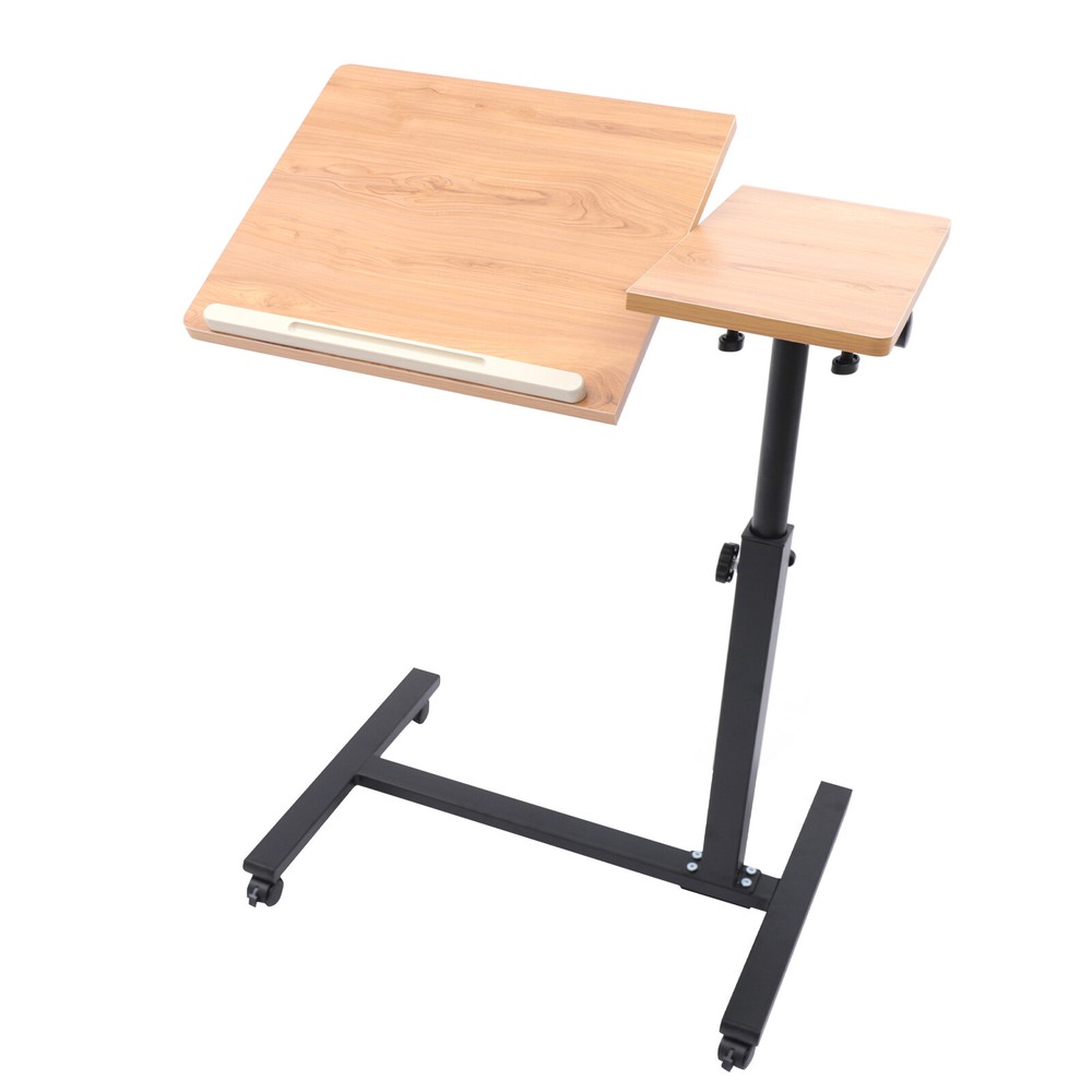 Rolling Laptop Desk Holder Mobile Computer Stand Office Table 360° Rotation