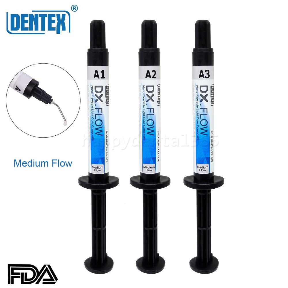 DENTEX Dental Flowable Light Cure Composite Resin Medium Flow A1 A2 A3